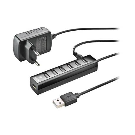 HUB MARCA NGS TINY 7 PUERTOS CON ADAPTADOR CORRIENTE USB 2.0