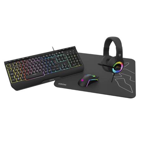 KIT GAMING MARCA KROM KENYA 4 IN 1 RGB AURICULARES / TECLADO / RATON / ALFOMBRILLA