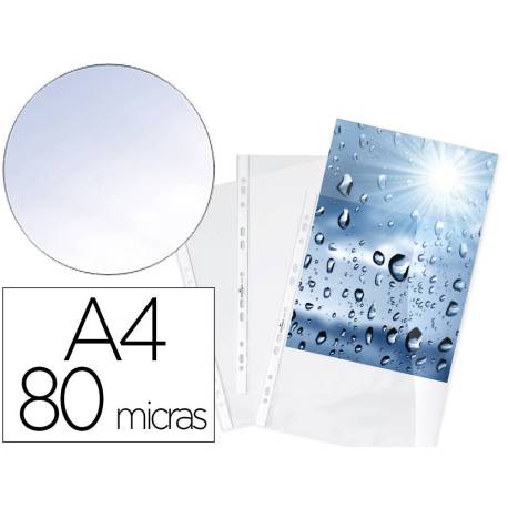 FUNDA MULTITALADRO MARCA DURABLE PREMIUM DIN A4 POLIPROPILENO 80 MC CRISTAL BOLSA DE 100 UNIDADES