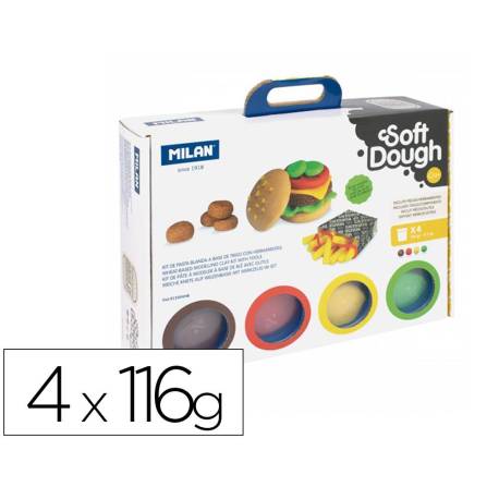 PASTA MARCA MILAN PARA MODELAR SOFT DOUGH CASA DE LAS HAMBURGUESAS CON HERRAMIENTAS MALETIN CON 4 BOTES COLORES