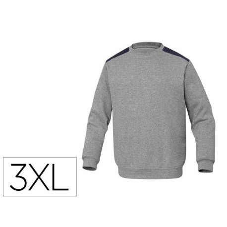 SUDADERA MARCA DELTAPLUS SWEAT OLINO CON REFUERZO EN ESPALDA Y CODOS GRIS TALLA 3XL