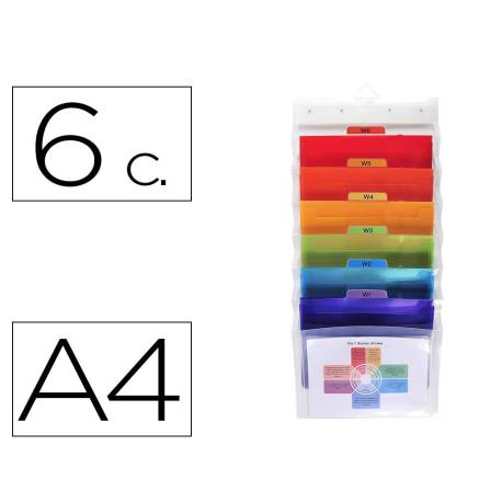 CLASIFICADOR DE PARED MARCA EXACOMPTA POLIPROPILENO CRISTAL 6 COMPARTIMENTOS