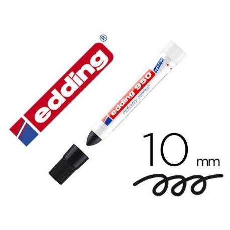 MARCADOR EDDING PERMANENTE 950 PASTA OPACA COLOR NEGRA PUNTA REDONDA 10 MM PARA SUPERFICIES OXIDADAS/RUGOSAS