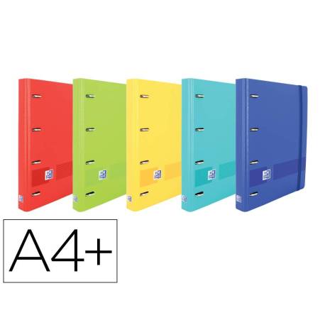 CARPETA CON RECAMBIO MARCA OXFORD EUROPEANBINDER LIVE&GO POLYFOAM 4 ANILLAS 35 MM CUADRO 5 MM DIN A4+ COLORES SURTIDOS