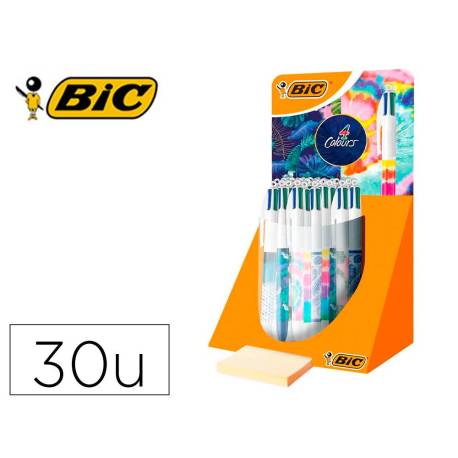 BOLIGRAFO MARCA BIC CUATRO COLORES DECORADOS PUNTA DE 1 MM EXPOSITOR DE 30 UNIDADES
