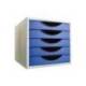 FICHERO CAJONES DE SOBREMESA ARCHIVO 2000 APILABLE 5 CAJONES LAGOON TRANSLUCIDO 260X270X340 MM COLOR AZUL