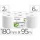 PAPEL SECAMANOS MARCA LUCART ECOLOGICO 16,5 G 2 CAPAS 180 MM X 95 M PAQUETE DE 6 ROLLOS