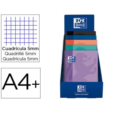 CUADERNO MARCA ESPIRAL OXFORD EUROPEANBOOK 1 SCHOOL TAPA PLASTICO DIN A4+ 80H CUADRO 5 MM EXP. SOBREMESA 25 UNIDADES