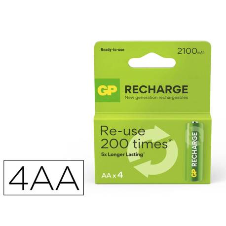 PILA MARCA GP RECARGABLE AA 2100 MAH BLISTER DE 4 UNIDADES