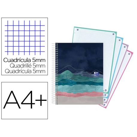 CUADERNO ESPIRAL MARCA OXFORD EUROPEANBOOK 5 ICE EXPLORER DIN A4+ 120 HOJAS CUADRO 5 MM