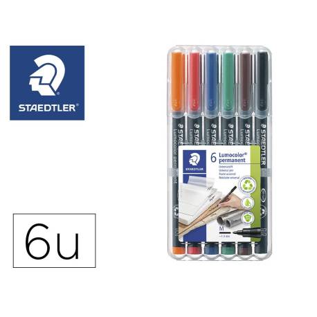 Rotulador Retroproyección Permanente Staedtler Lumocolor 317 6 Colores Surtidos Punta Superfina Redonda