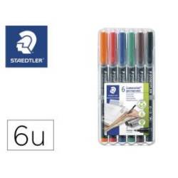 Rotulador Retroproyección Permanente Staedtler Lumocolor 318 6 Colores Surtidos Punta Superfina Redonda