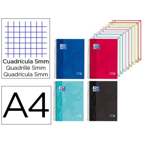 CUADERNO ESPIRAL MARCA OXFORD EUROPEANBOOK 8 TAPA EXTRADURA DIN A4 160 HOJAS CUADRO 5 MM
