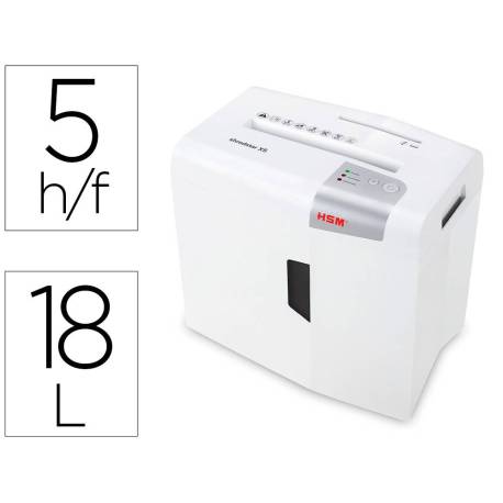 Destructora de Documentos HSM Shredstar X5 Corte en partículas 5 Hojas 18L Nivel seguridad P-4 Blanco