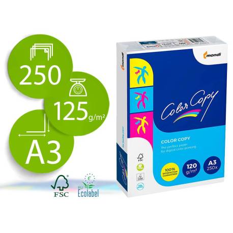 250 Hojas NO ES TAMAÑO FOLIO Papel multifuncion Mondi Color Copy A3 120 gr/m2 Satinado
