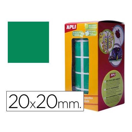 Gomets Apli cuadrados color verde 20x20mm
