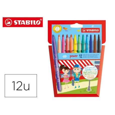Rotulador Stabilo Power Punta Gruesa Caja de 12 colores
