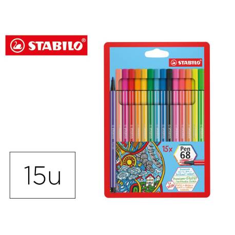 Rotulador Stabilo pen 68 Neon estuche 10+5 neón