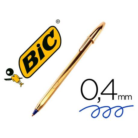 Boligrafo Bic Cristal Celebration Oro 0,4 mm Tinta Azul