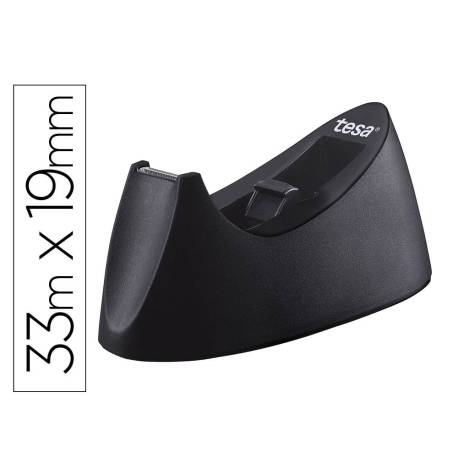Portarrollos sobremesa Tesa Easy cut curve Plastico para cinta de 33m en color Negro