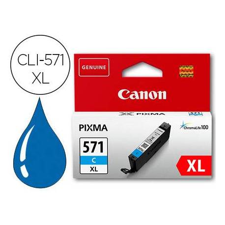 Cartucho Canon CLI-571XL Pixma color cian 0332C001. 375 paginas