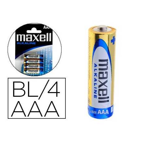 Pilas Maxell Alcalina 1.5 V AAA LR03 Blister con 4 unidades