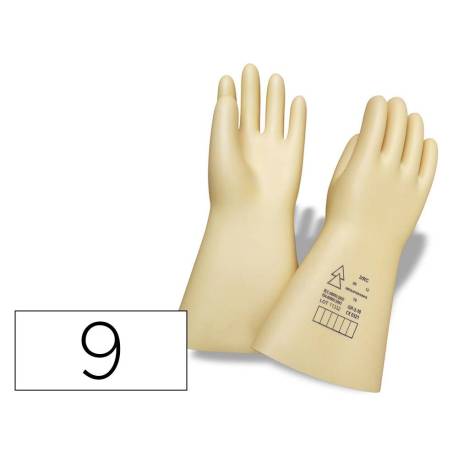 GUANTES FARU LATEX AISLANTE PROTECCION ELECTRICA HASTA 500 VOLTIOS CLASE 00 TALLA 9 BEIGE