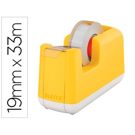 PORTARROLLO SOBREMESA LEITZ COSY PLASTICO PARA CINTAS 33 MT AMARILLO