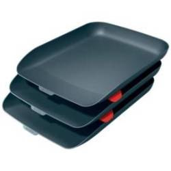 BANDEJA SOBREMESA LEITZ PLASTICO SET DE 3 UNIDADES GRIS