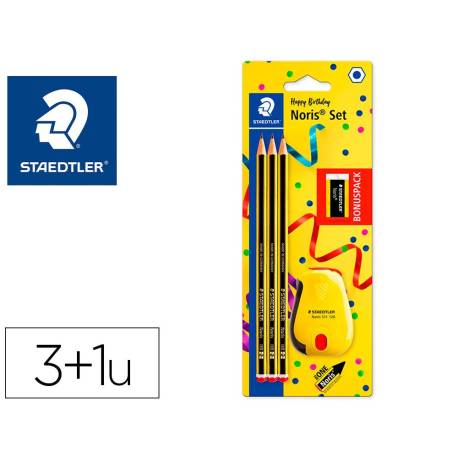 LAPICES DE GRAFITO STAEDTLER NORIS N.2 HB 3 UDS CON AFILALAPIZ CON DEPOSITO