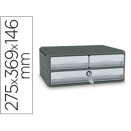 FICHERO CAJONES DE SOBREMESA CEP MOOV UP RECICLADO 80% CON CERRADURA RECICLADO 80% 3 CAJONES GRIS