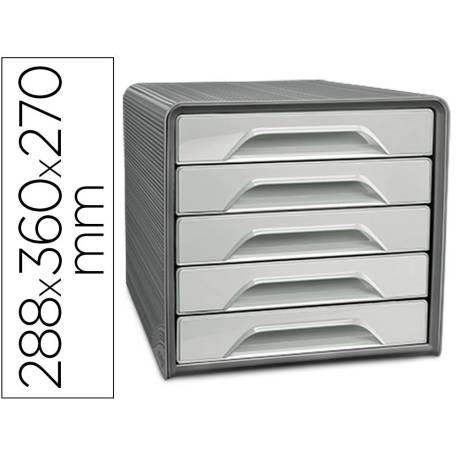 FICHERO CAJONES DE SOBREMESA CEP 5 CAJONES COLOR GRIS 288X360X270 MM