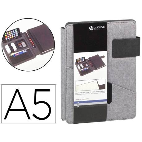 PORTANOTAS CARCHIVO VENTURE DIN A5 SOPORTE SMARTPHONE CUADERNO COLOR GRIS