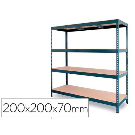Estanteria metalica ar stocker 200x200x70 cm 4 estantes 450 kg por estante bandeja de madera