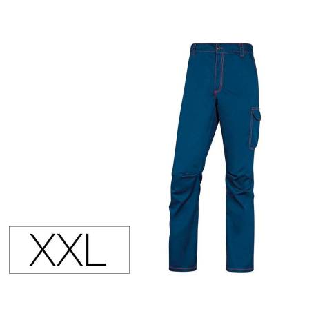 PANTALON DE TRABAJO DELTAPLUS CINTURA ELASTICA 5 BOLSILLOS AZUL MARINO / NARANJA TALLA XXL
