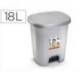 PAPELERA CONTENEDOR PLASTICFORTE DE PLASTICO CON TAPADERA Y PEDAL 18 LITROS COLOR PLATA 330X280X405 MM