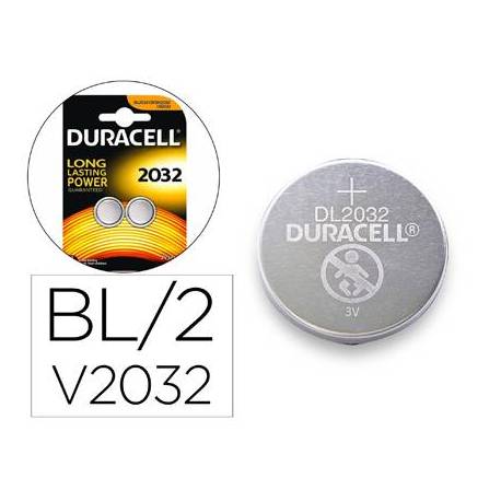 Pila alcalina boton marca Duracell CR2032 Blister 2 unidades