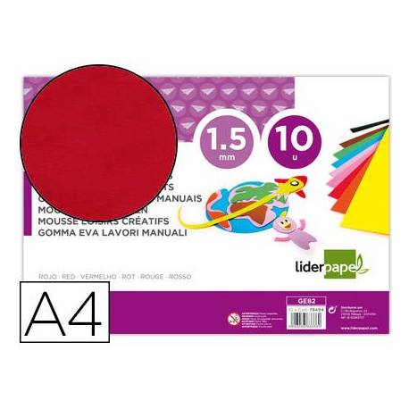 Goma eva liderpapel rojo paquete de 10 hojas