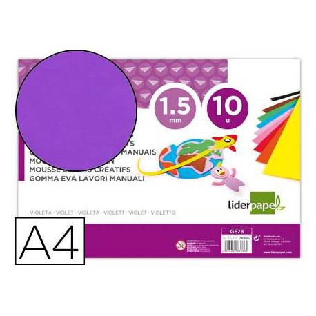 Goma eva liderpapel violeta paquete de 10 hojas