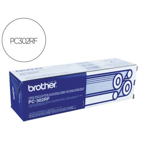 REPUESTO FAX MARCA BROTHER PC302RF DE TRANSFERENCIA TERMICA DURACION 235 PAGINAS PACK DE 2 UNIDADES