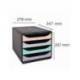 FICHERO DE CAJONES SOBREMESA MARCA EXACOMPTA BIG-BOX AQUAREL NEGRO 4 CAJONES COLORES PASTEL GLOSSY