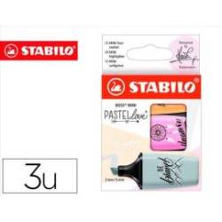 ROTULADOR STABILO BOSS MINI PASTEL LOVE ESTUCHE DE 3 UNIDADES FUCSIA HELADO/NARANJA PALIDO/GRIS