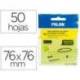 BLOC DE NOTAS ADHESIVAS QUITA Y PON MILAN 76X76 MM REMOVIBLE PLASTICO TRANSLUCIDO COLOR AMARILLO FLUOR 50