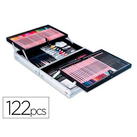 MALETIN DE PINTURAS MARCA DALER ROWNEY METALICO 122 PIEZAS 347X94X240 MM
