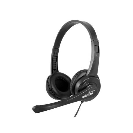 AURICULAR NGS VOX 505 MICROFONO Y CONTROL DE VOLUMEN DIADEMA AJUSTABLE JACK 3,5 MM LONGITUD CABLE COLOR NEGRO