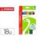 LAPICES DE COLORES MARCA STABILO GREEN COLORS CON CERTIFICADO FSC ESTUCHE CARTON DE 18 UNIDADES COLORES SURTIDOS
