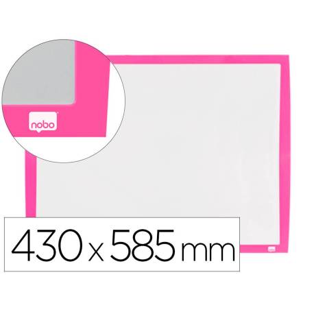 PIZARRA BLANCA NOBO MAGNETICA MARCO COLOR FUCSIA 430X585 MM