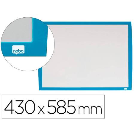 PIZARRA BLANCA NOBO MAGNETICA MARCO COLOR AZUL 430X585 MM