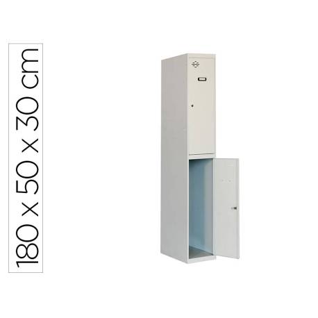 TAQUILLA METALICA MARCA SIMONLOCKER 2 PUERTAS CON CERRADURA RESPIRADERO Y ETIQUETERO GRIS/GRIS 1800X500X300 MM
