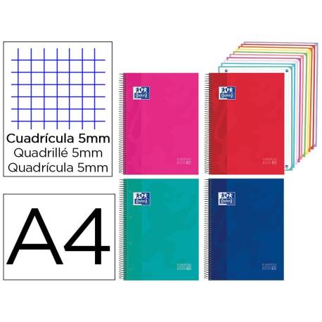 CUADERNO ESPIRAL MARCA OXFORD EUROPEANBOOK 10 TAPA EXTRADURA DIN A4 200 HOJAS CUADRO 5 MM